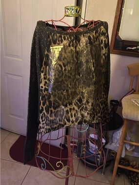 Blush Gold and Black Leopard Mini Skirt